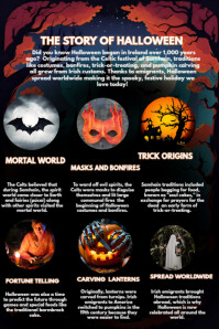 Black Halloween History Gráfico de Pinterest Template