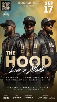 The Hood rap hip-hop concert video flyer Цифровой дисплей (9 : 16) template