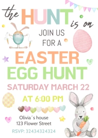 The hunt is on Easter egg hunt invite A6 template