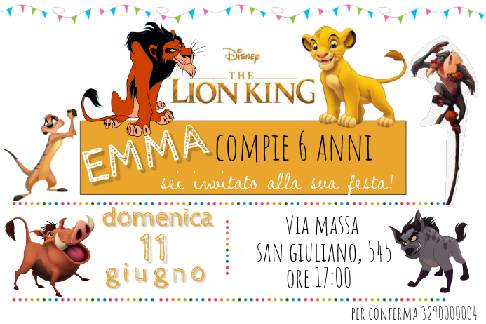 The Lion King Birthday Invitation 海报 template