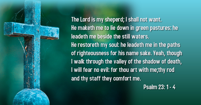 The Lord Is They Comfort: Bible Scripture Psalm 23:1-4 Gedeelde afbeelding op Facebook template