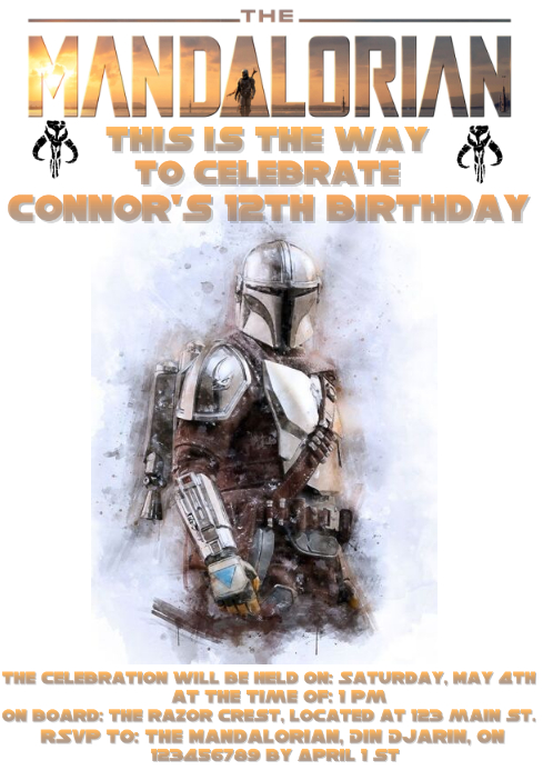 Modele The Mandalorian Birthday Invitation Postermywall Modele The Mandalorian Birthday Invitation Postermywall