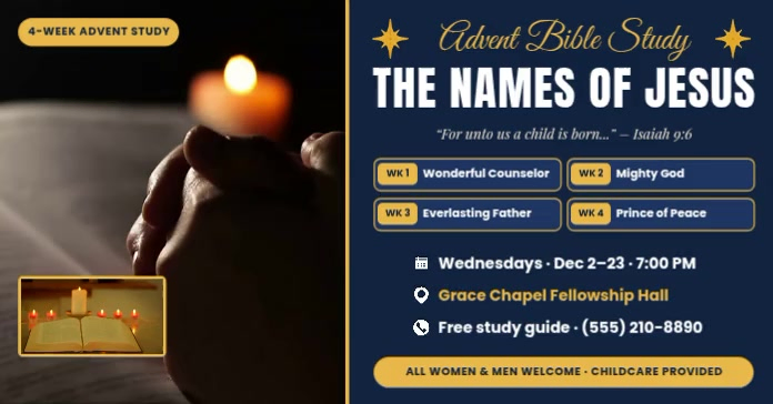 The Names Of Jesus Advent Bible Study Template | PosterMyWall