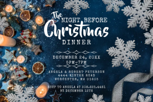 蓝色 Christmas Dinner Invitation Label Template