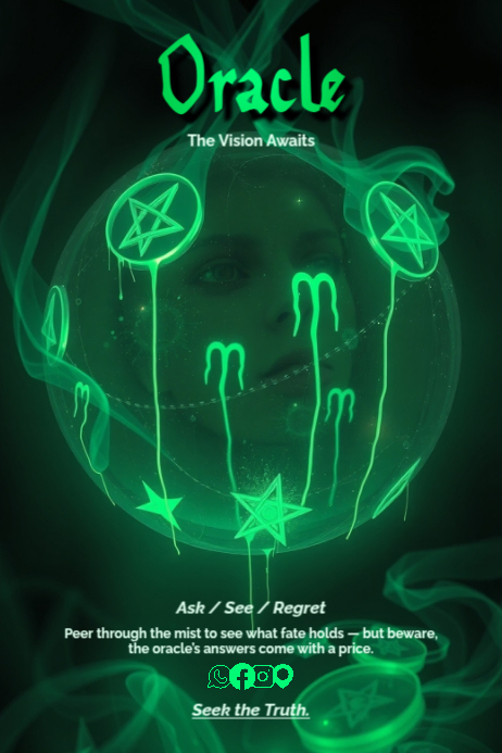 The Oracle’s Game – Gothic Neon Halloween Poster Template