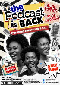 The Podcast Is Back Poster A4 template