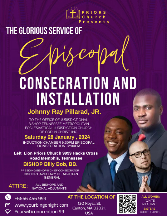 Consecration Service Design The Service of Episcopal Consecration Template | PosterMyWall
