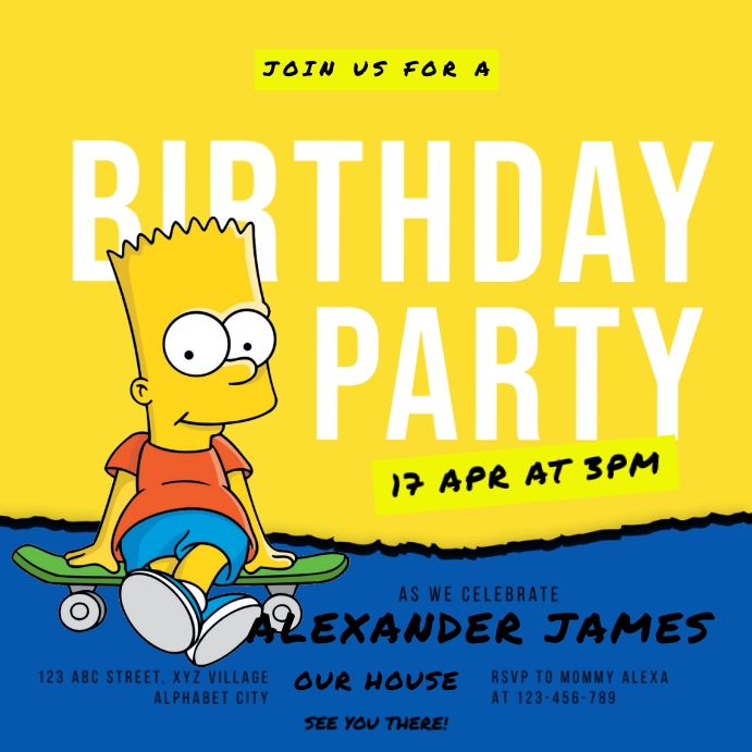 Copy of The Simpsons Birthday Invitation (5) | PosterMyWall