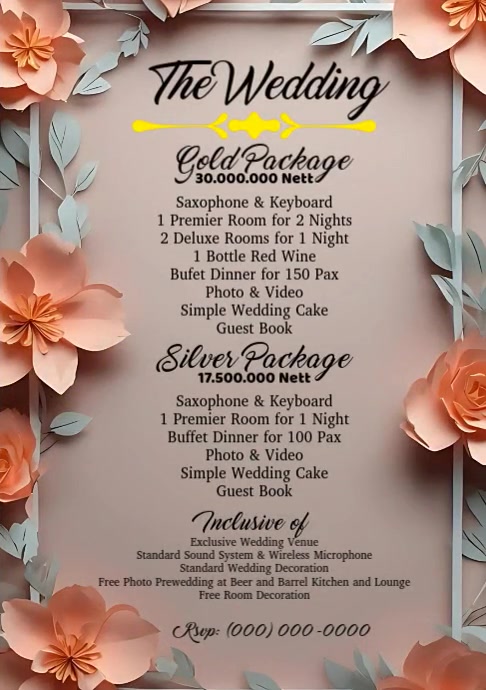 The Wedding Package Sale A4 template