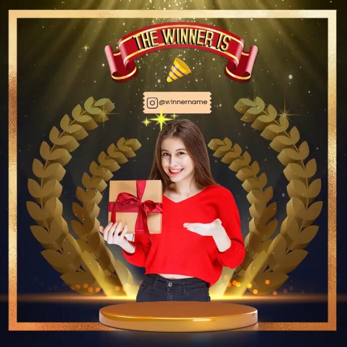 Winner Announcement Template – Editable Giveaway Reveal Post for Social ...