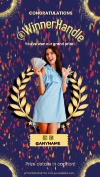 contest winner annoucment template vertical size Digital Display (9:16)