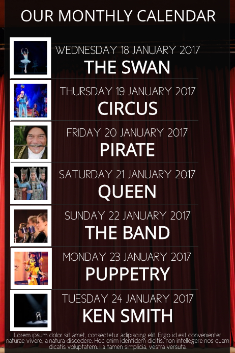 Theater Schedule Template | PosterMyWall Theater Schedule Template | PosterMyWall