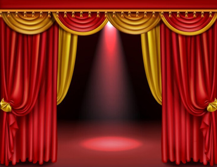 Theater stage with red and gold curtains Flyer (US Letter) template