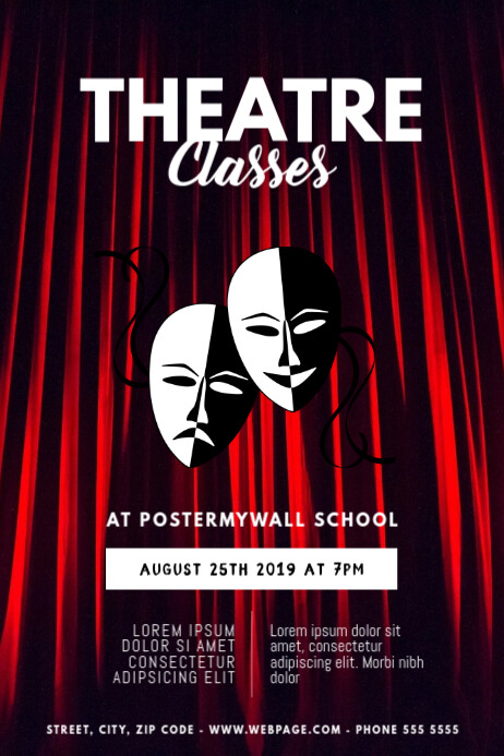 Theatre Acting Classes flyer template | PosterMyWall