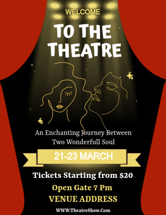 Theatrical Show Pamflet Flyer Folheto (US Letter) template