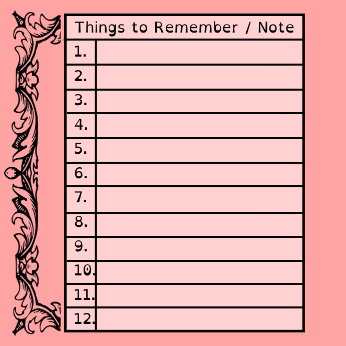Copy of Things to Remember / Note | PosterMyWall