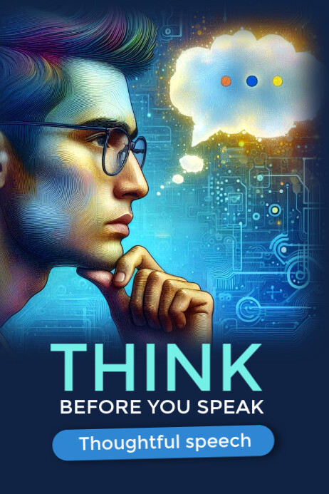 Think before speech Poster template