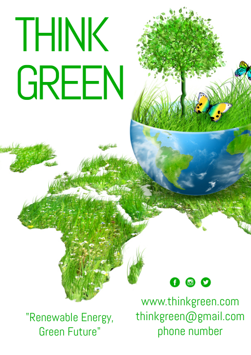 Think Green Poster Template | PosterMyWall