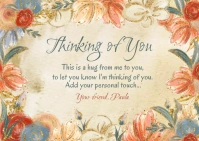 Thinking of You Floral Greeting Postcard 明信片 template