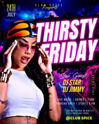 Thirsty Friday sexy ladies neon disco night club Instagram post flyer template