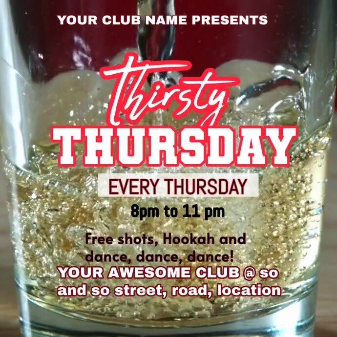 Thursday Bars Fun Thirsty Thursday animation templates for bars | PosterMyWall