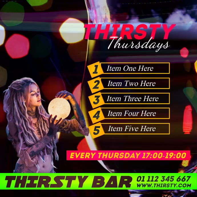 Thirsty Thursday bar video template PosterMyWall