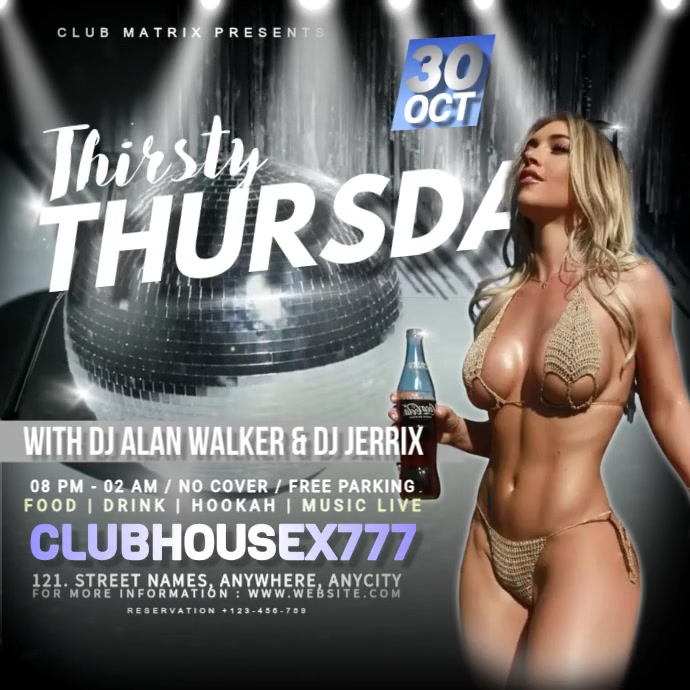 THIRSTY THURSDAY PARTY Instagram Post template