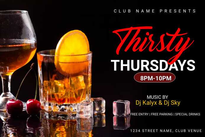 thirsty thursdays, bar, happy hour Template | PosterMyWall