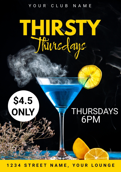 Copy of Thirsty Thursdays bar Flyer Template | PosterMyWall