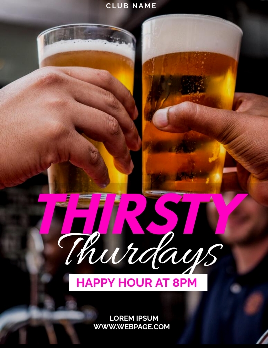Thirsty Thursdays bar Flyer Template | PosterMyWall
