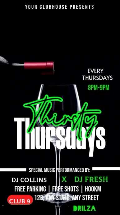 Thirsty Thursdays Party 数字显示屏 (9:16) template