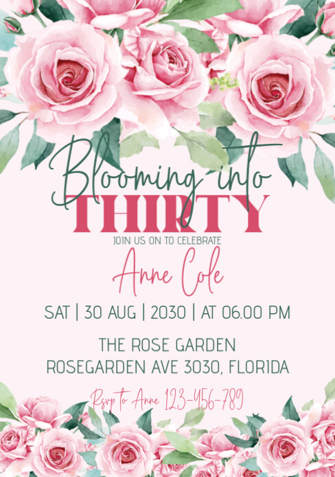 30th Birthday Invitation A5 Template | PosterMyWall