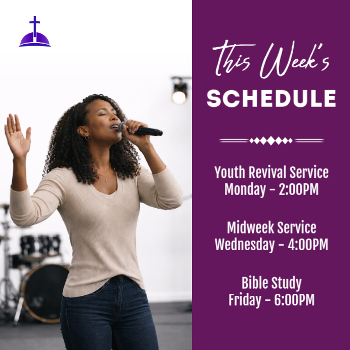 Plantilla de This Week Church Services Schedule Weekly Worship Events ...