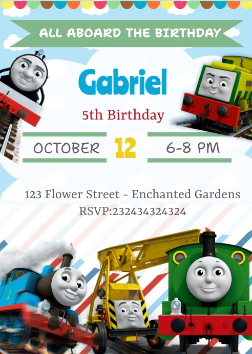 Thomas The Train Ticket Invitation Template