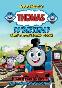 Thomas the train birthday invitation A4 template