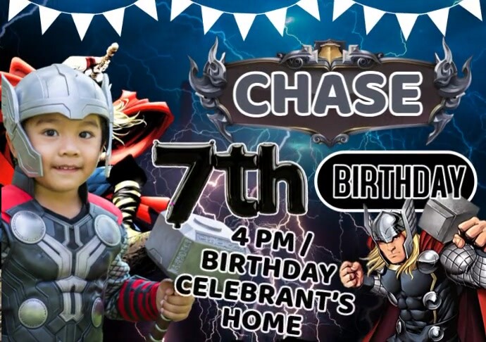 THOR Birthday Tarpaulin A4 template