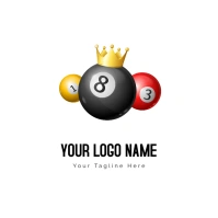 Three 1, 8, And  3 Billiard Balls Art Logo Logotipo template