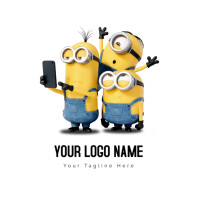 Three  Minions Character In Denim Jumpers Logo template