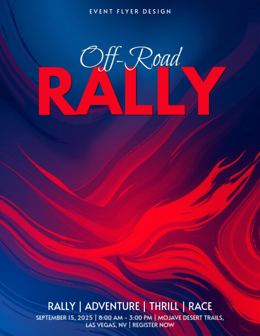 Copy of Thrilling Off-Road Rally Flyer Template | Bold Slate Red Design ...