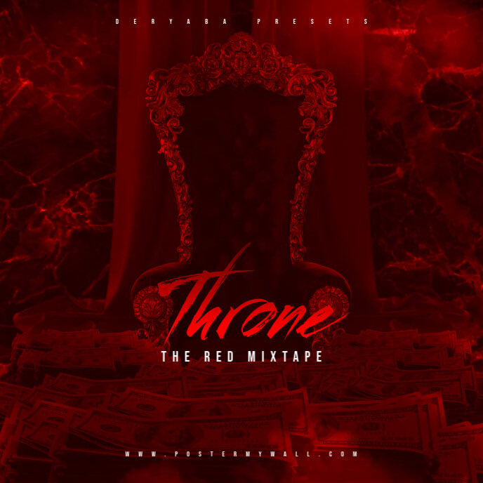 Throne The Red Mixtape CD Cover Portada de Álbum template