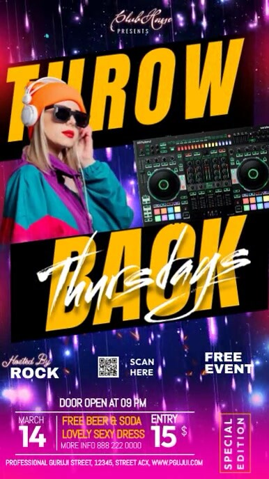 throw back thursday night party Template | PosterMyWall