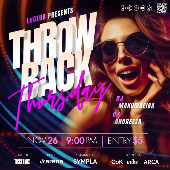 Throw Back Thursdays tbt party night ad Template | PosterMyWall