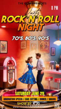 Rock’n’Roll Night Retro Party Video Instagram Story template