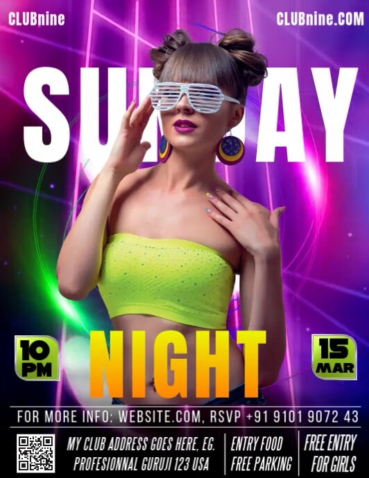 throwback party night club template, Flyer (US Letter)