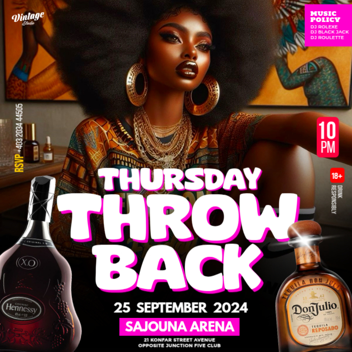 Copy of Throwback Thursday Afrobeat Saturday Party Flyer for Social ...