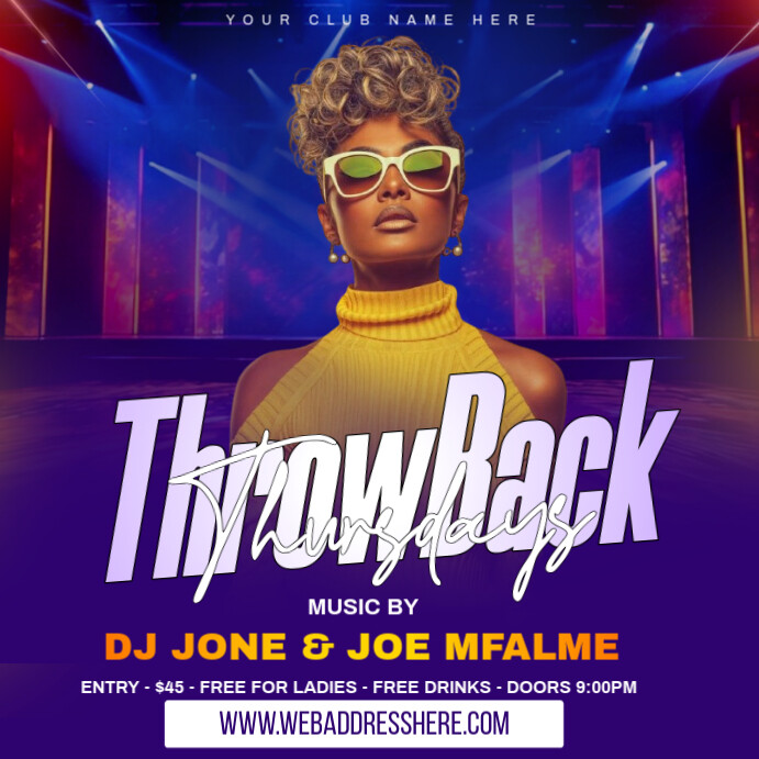 Throwback thursday flyer โพสต์บน Instagram template