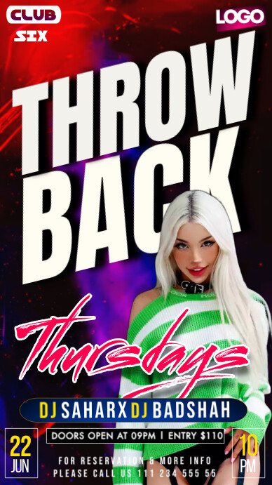throwback thursday night dj club party Template | PosterMyWall