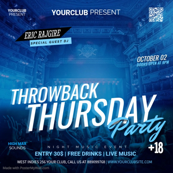 Copy of Throwback Thursday night party flyer | PosterMyWall