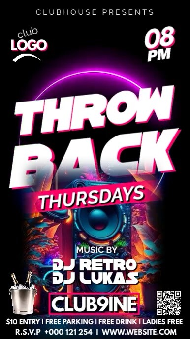 THROWBACK THURSDAYS PARTY FLYER TEMPLATE | PosterMyWall
