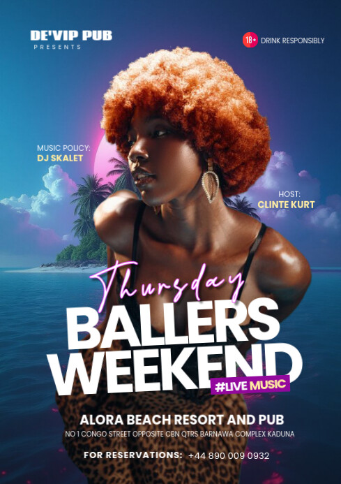 Thursday Ballers Weekend Party A4 template